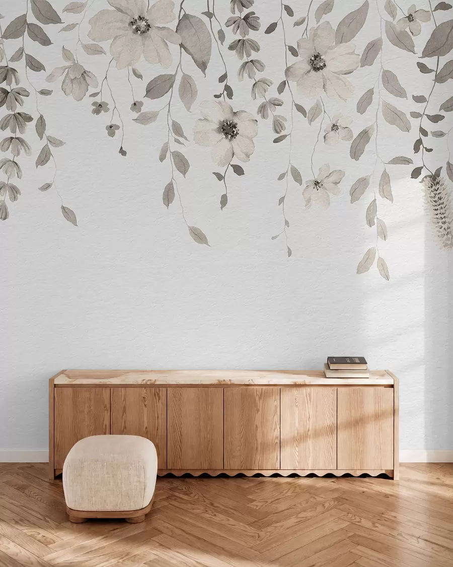 murales de pared Flores y hojas colgantes de acuarela w03315v1