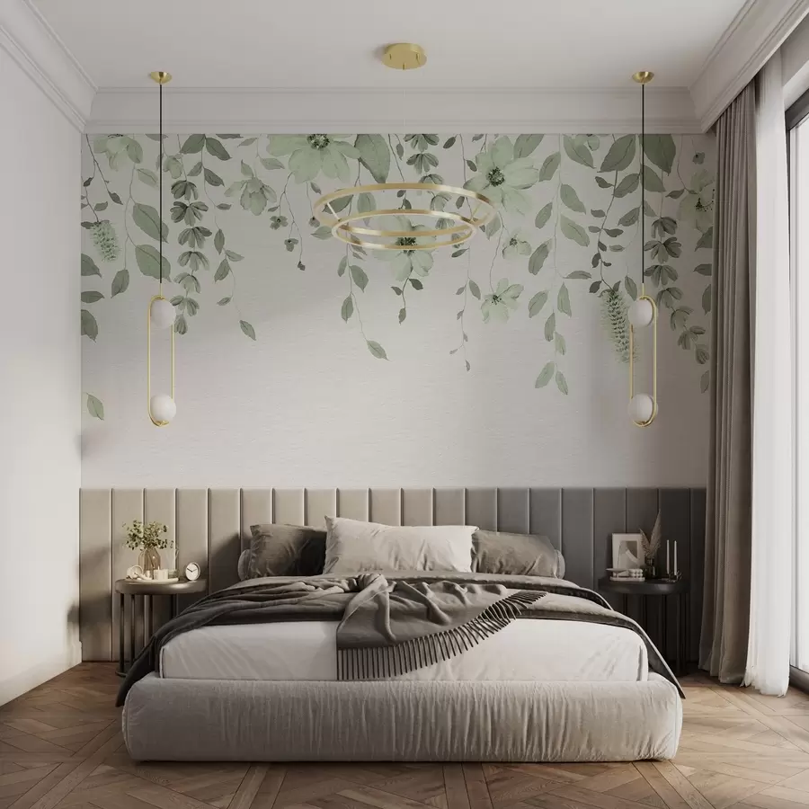 murales de pared Flores y hojas colgantes de acuarela w03315v2