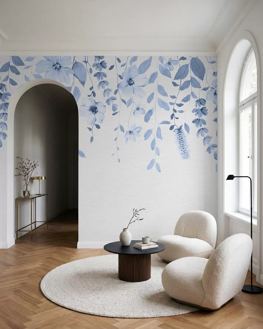 murales de pared Flores y hojas colgantes de acuarela w03315v3