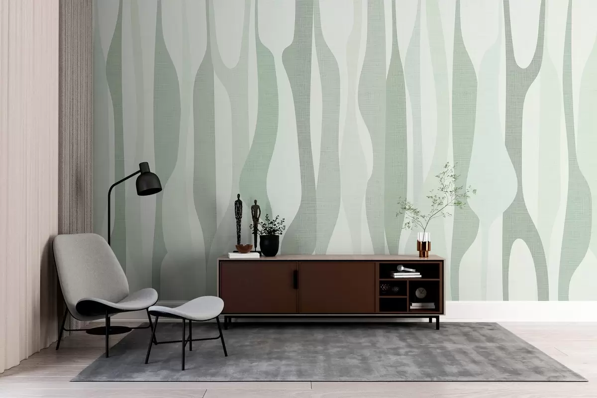 murales de pared modernas formas abstractas en tonos verde claro w03283v2