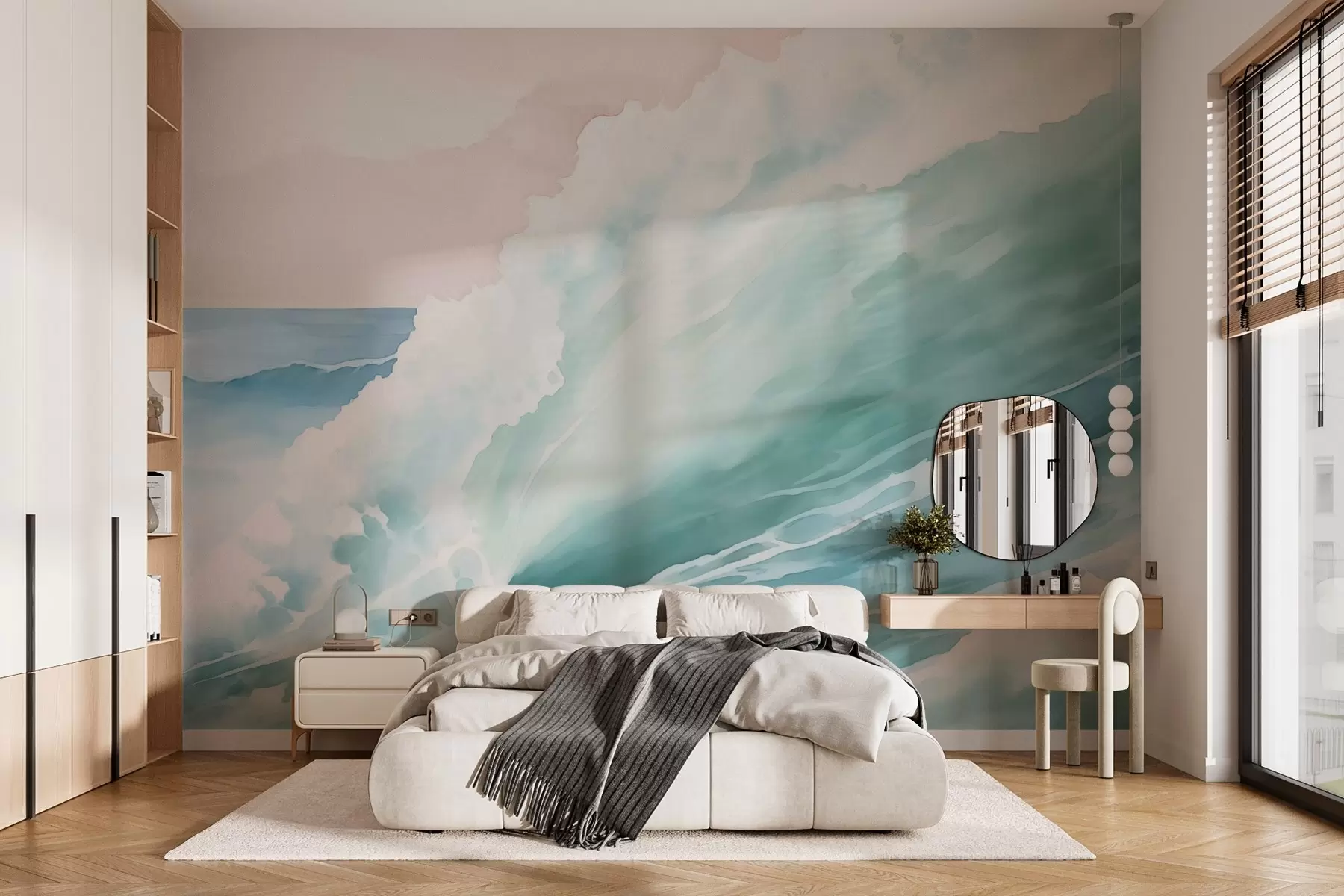 murales de pared Acuarela imitación ola de mar w03360