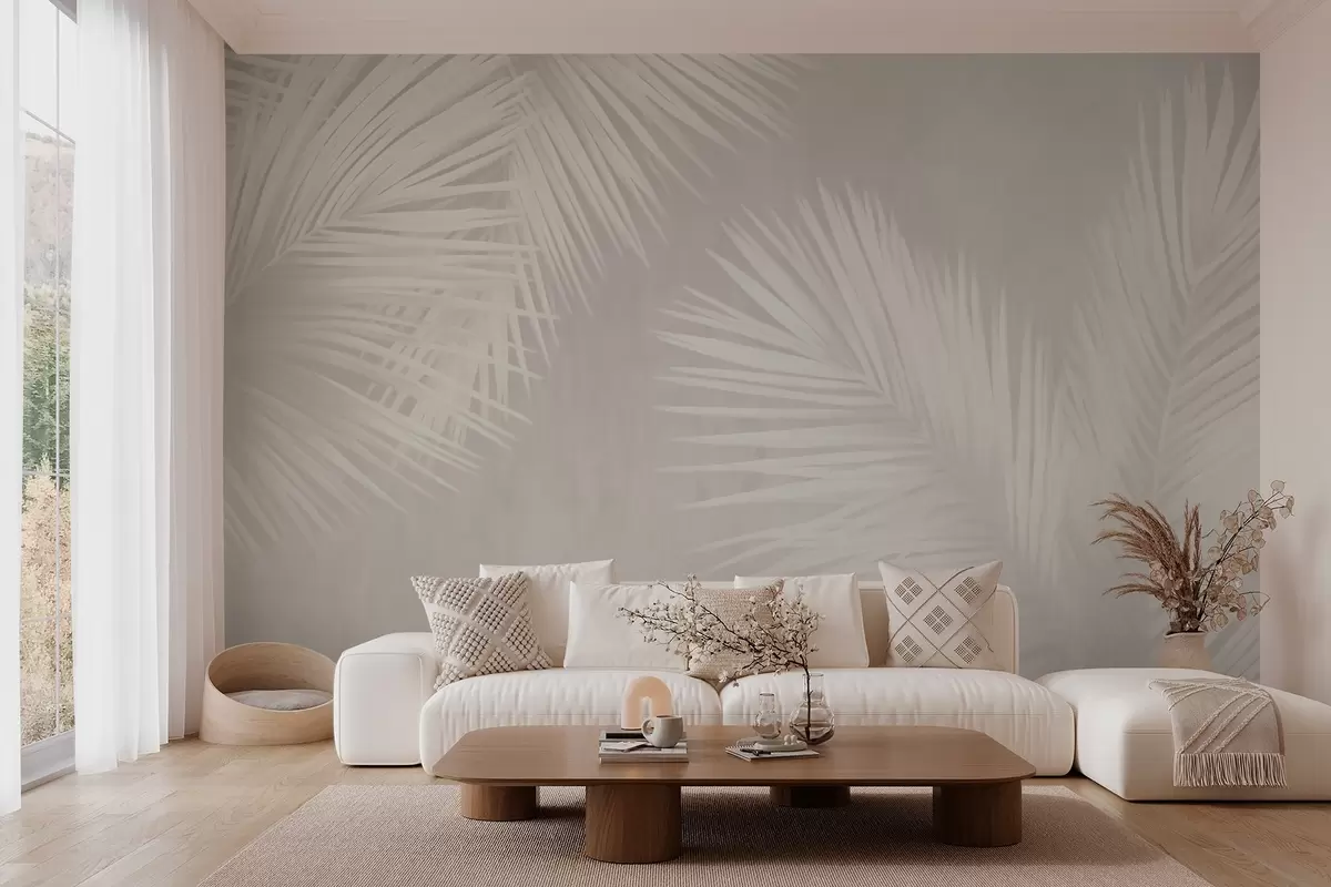 murales de pared Hojas de palmera blanca w03374