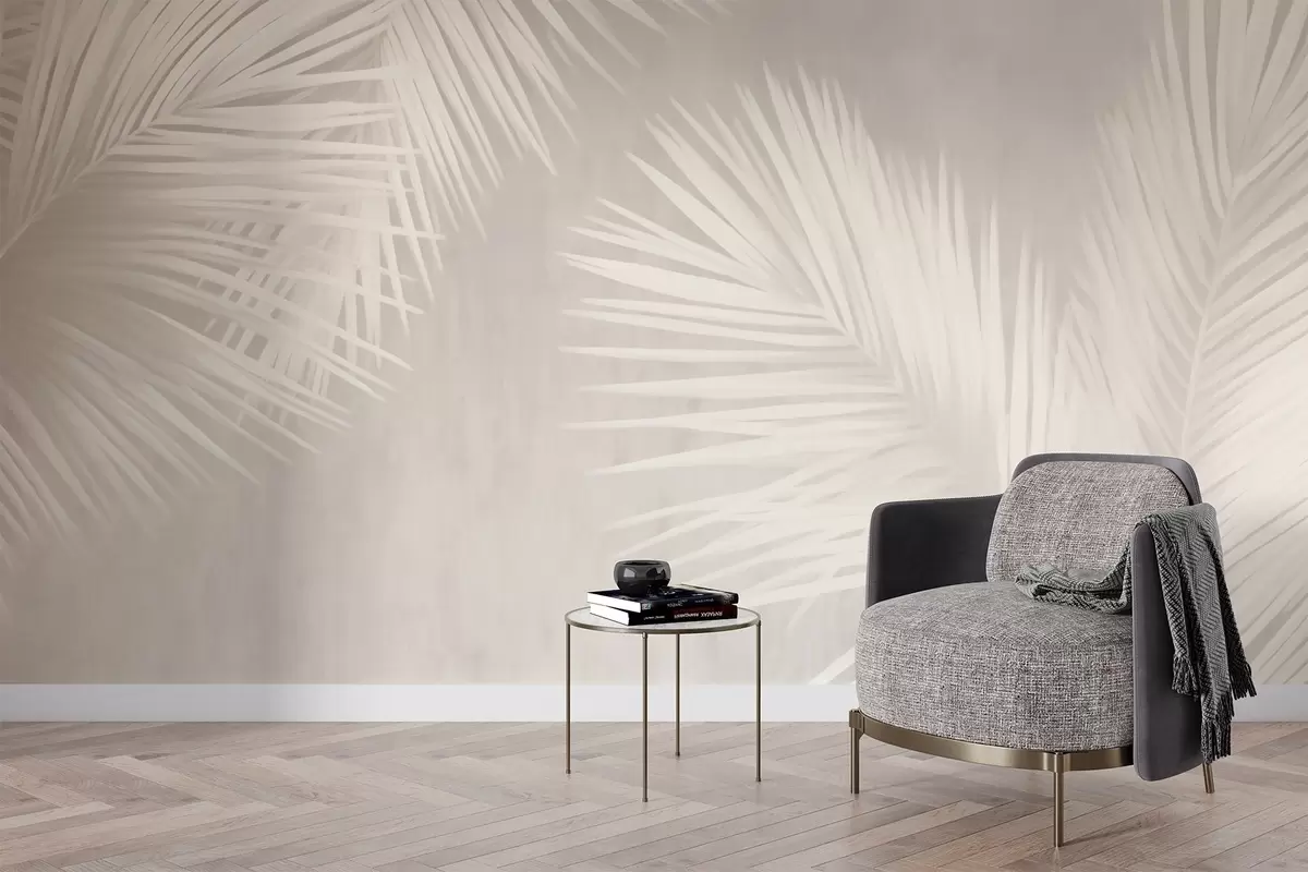murales de pared Hojas de palmera blanca w03374
