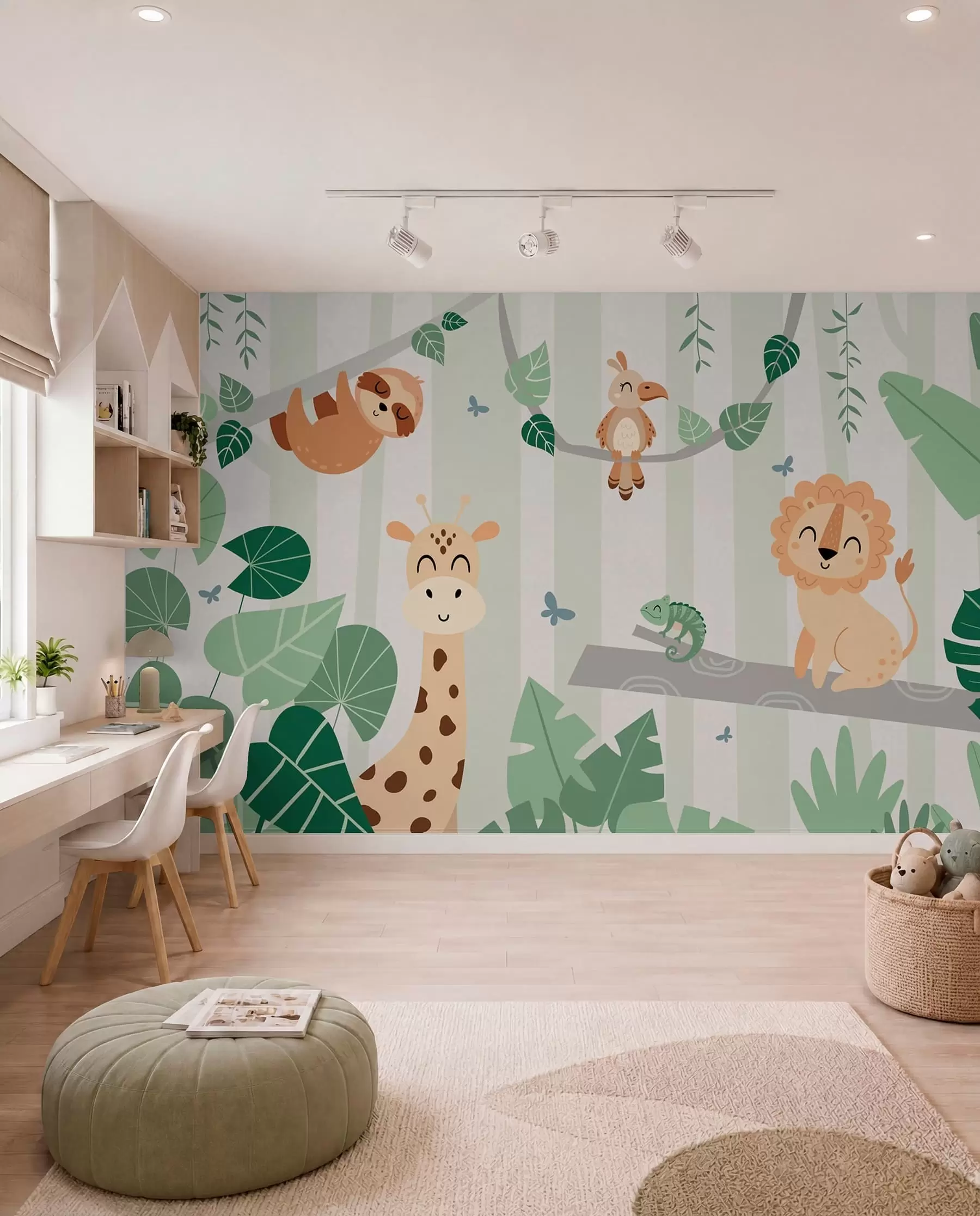 murales de pared Amigos safari en los árboles w03376v1