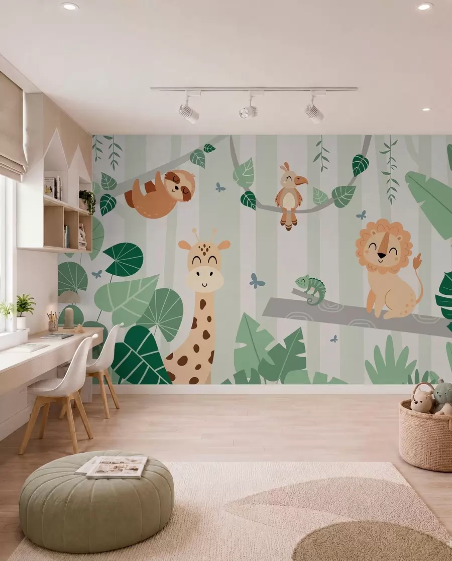murales de pared Amigos safari en los árboles w03376v1