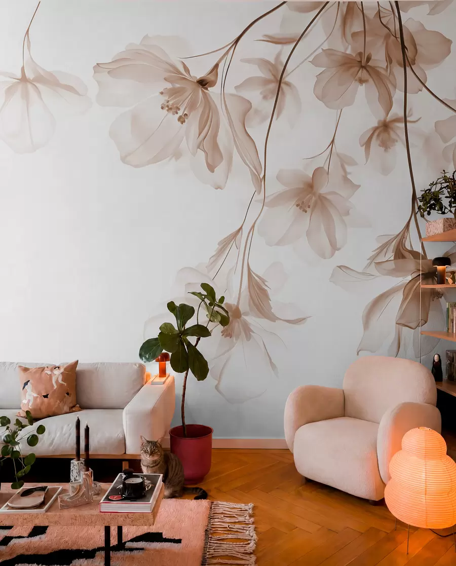 murales de pared Flores colgantes en rosa w08911v1