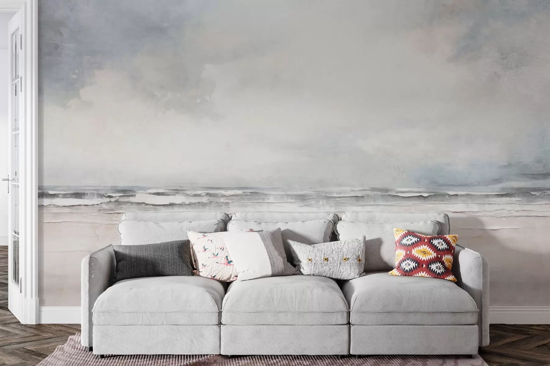 murales de pared Horizonte abstracto de cielo y mar encontrándose w03441