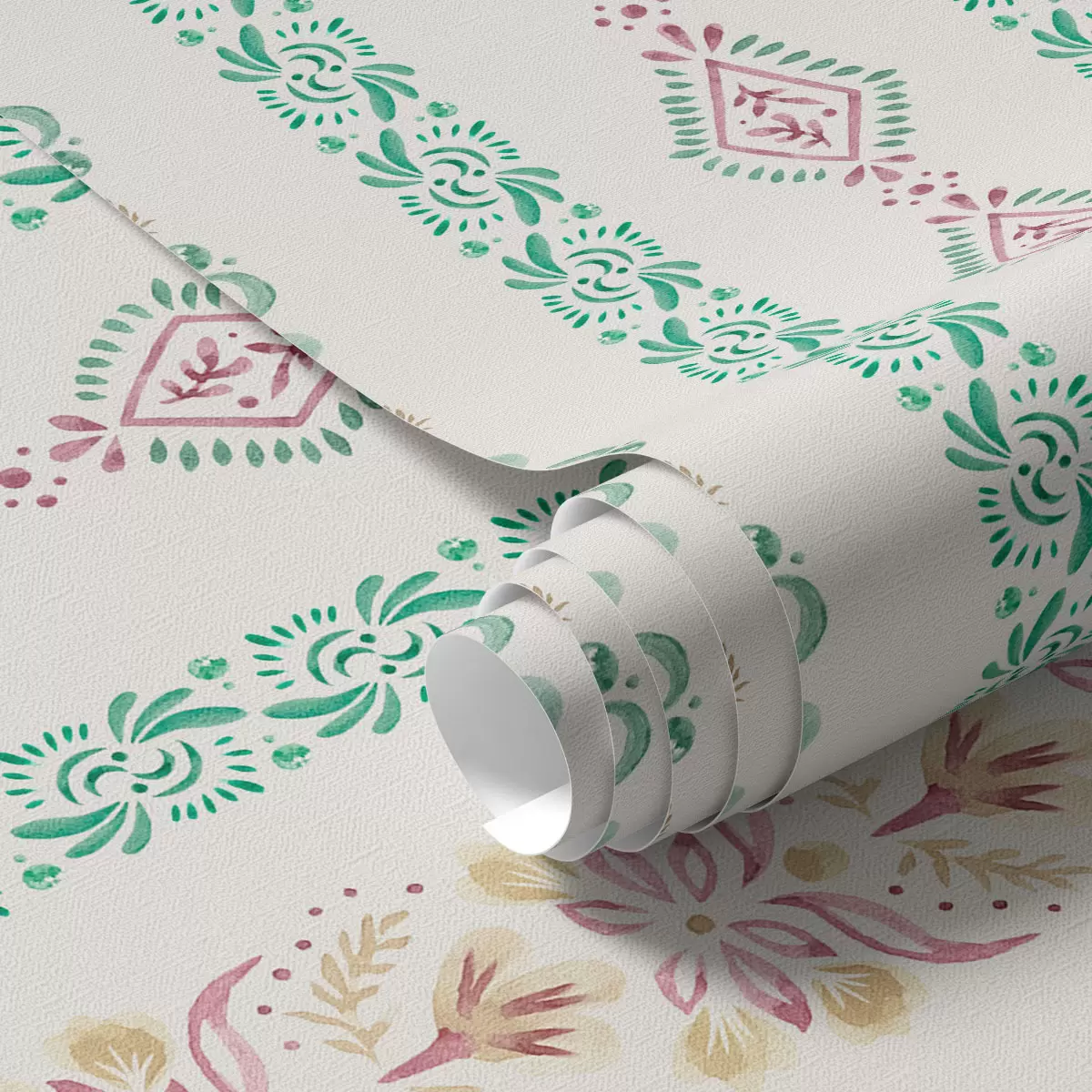 Papel pintado Delicado adorno geométrico en estilo acuarela a00034