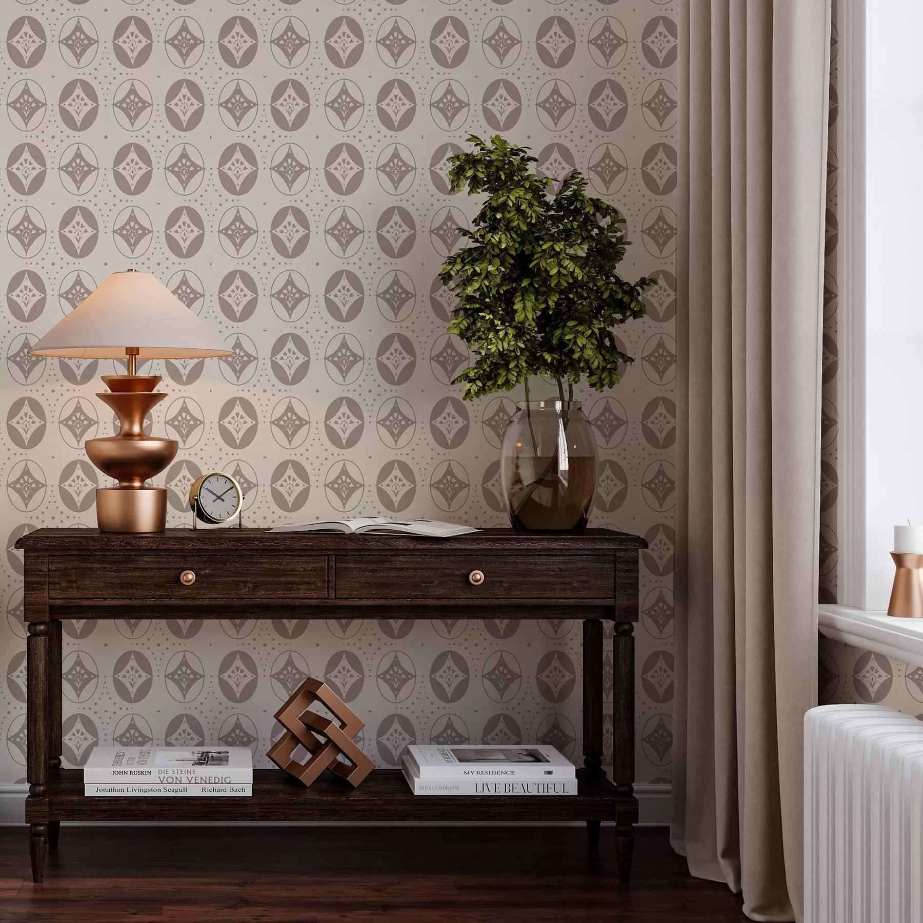 murales de pared Delicado adorno geométrico con rombos a00035