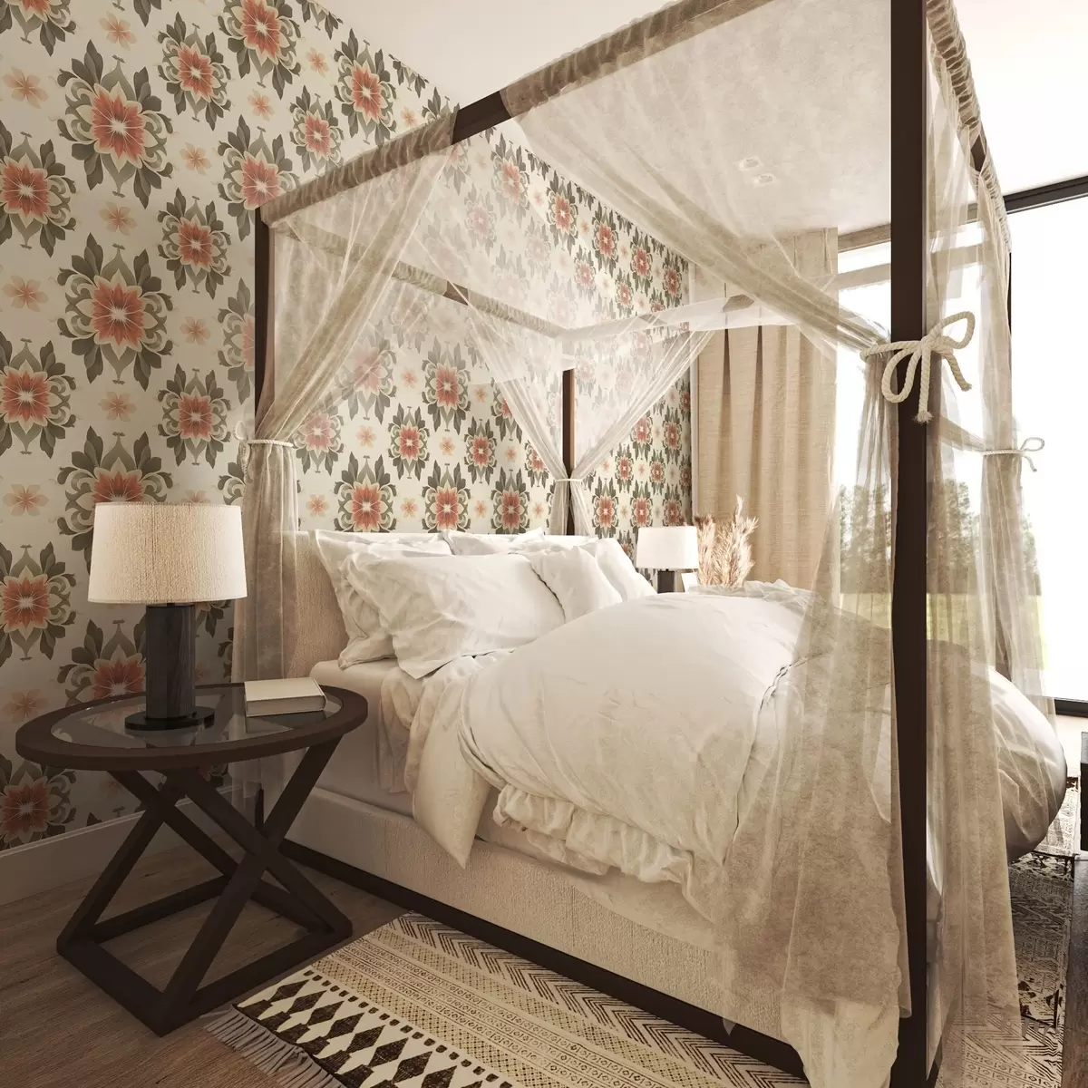 Papel pintado Motivo floral abstracto sobre fondo claro a00069v1