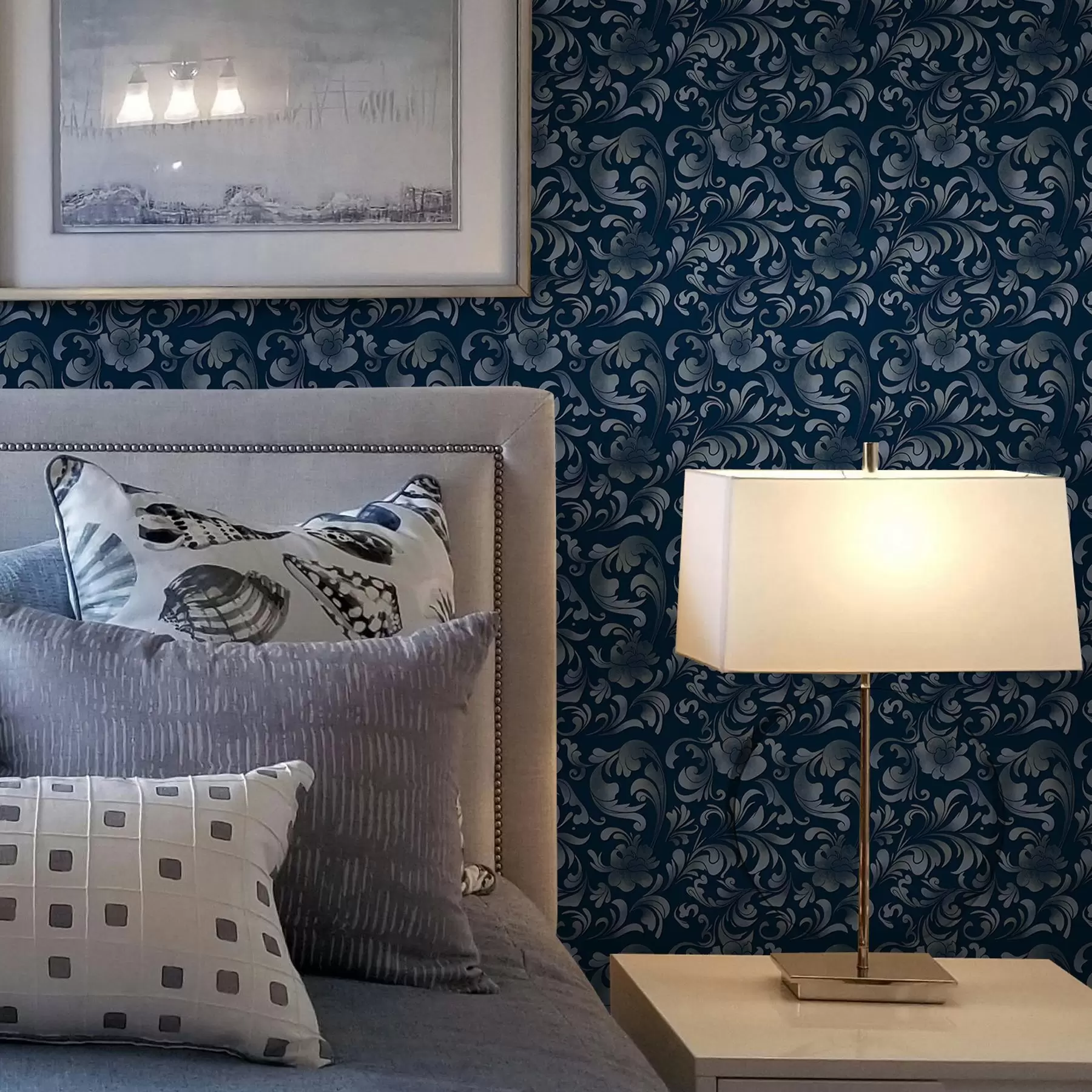 murales de pared Motivos claros sobre fondo azul a00084v1