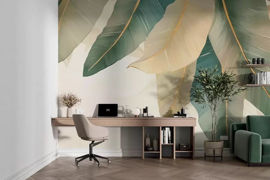 murales de pared Hojas tropicales verdes w03433