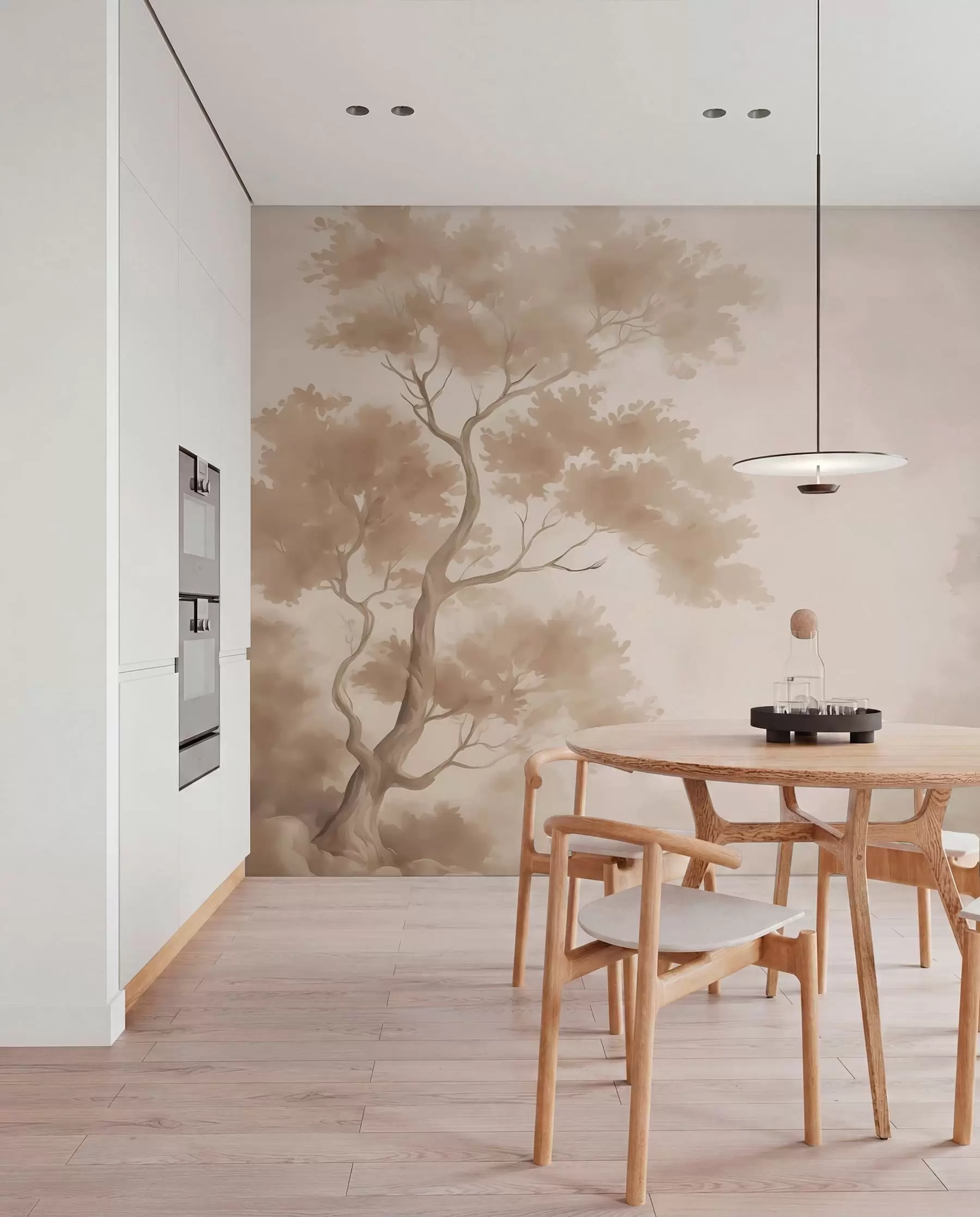murales de pared Árbol imitación acuarela difuminada w03471