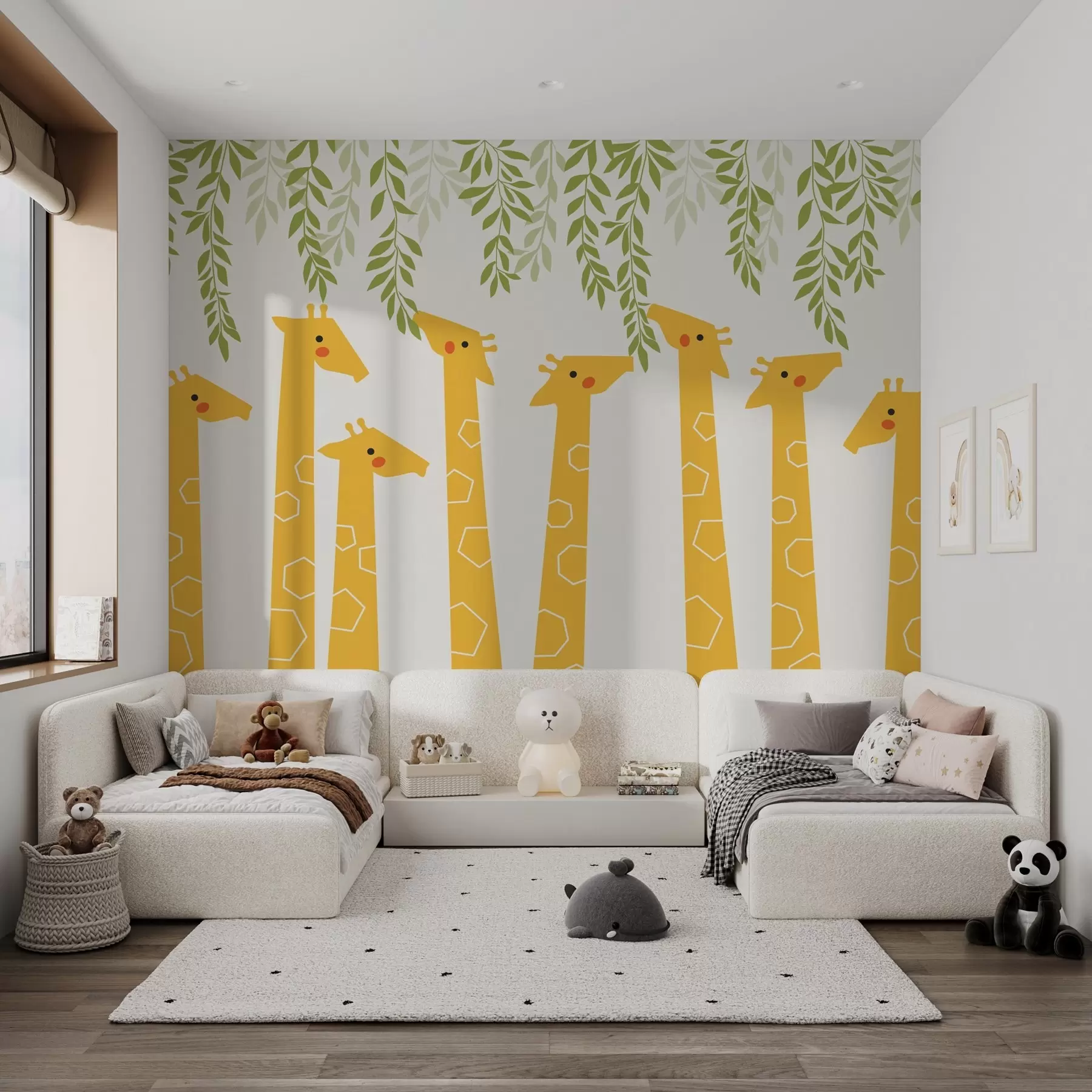 murales de pared Jirafas y hojas w03478