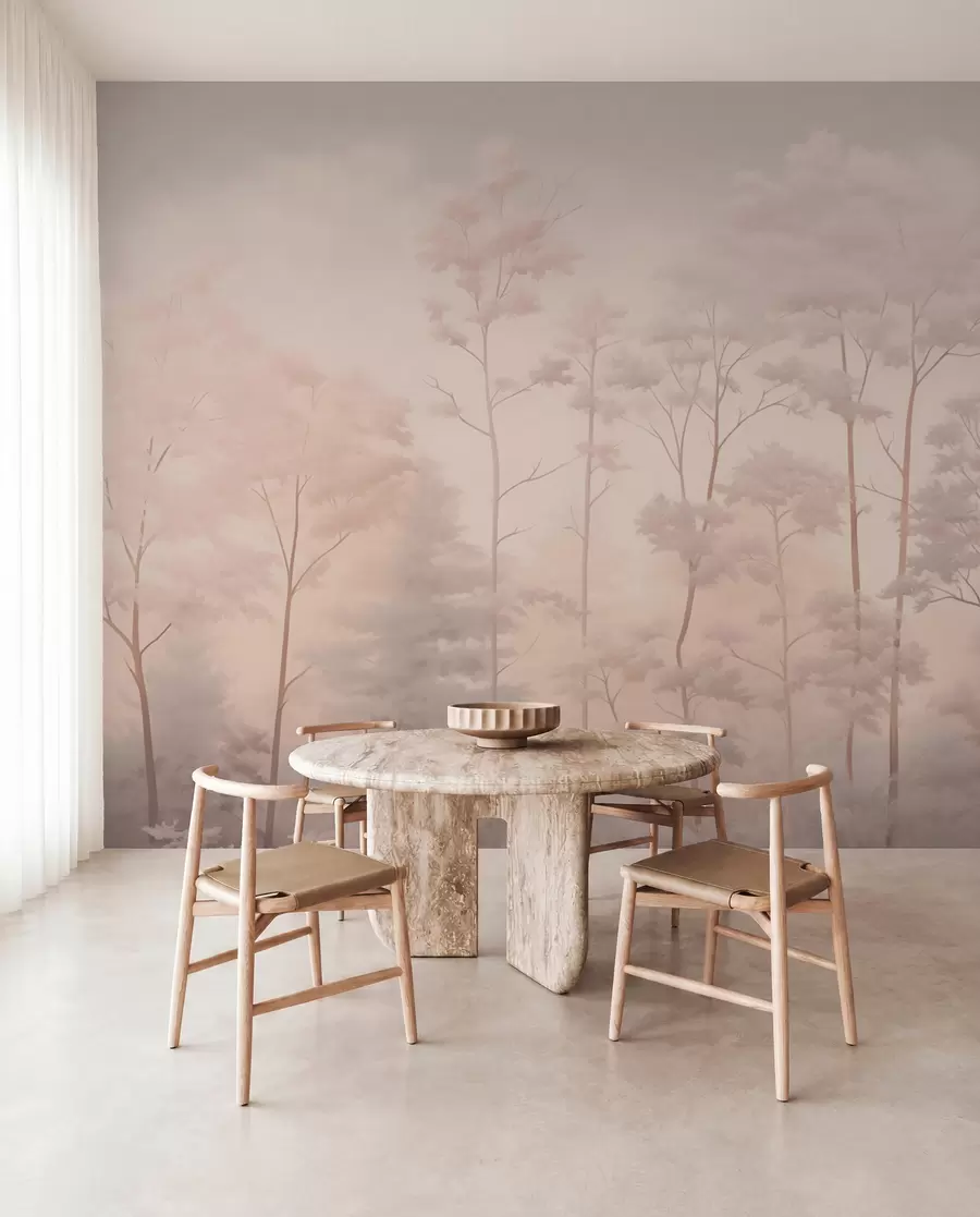 murales de pared Bosque de moda en suaves colores pastel w03525v1