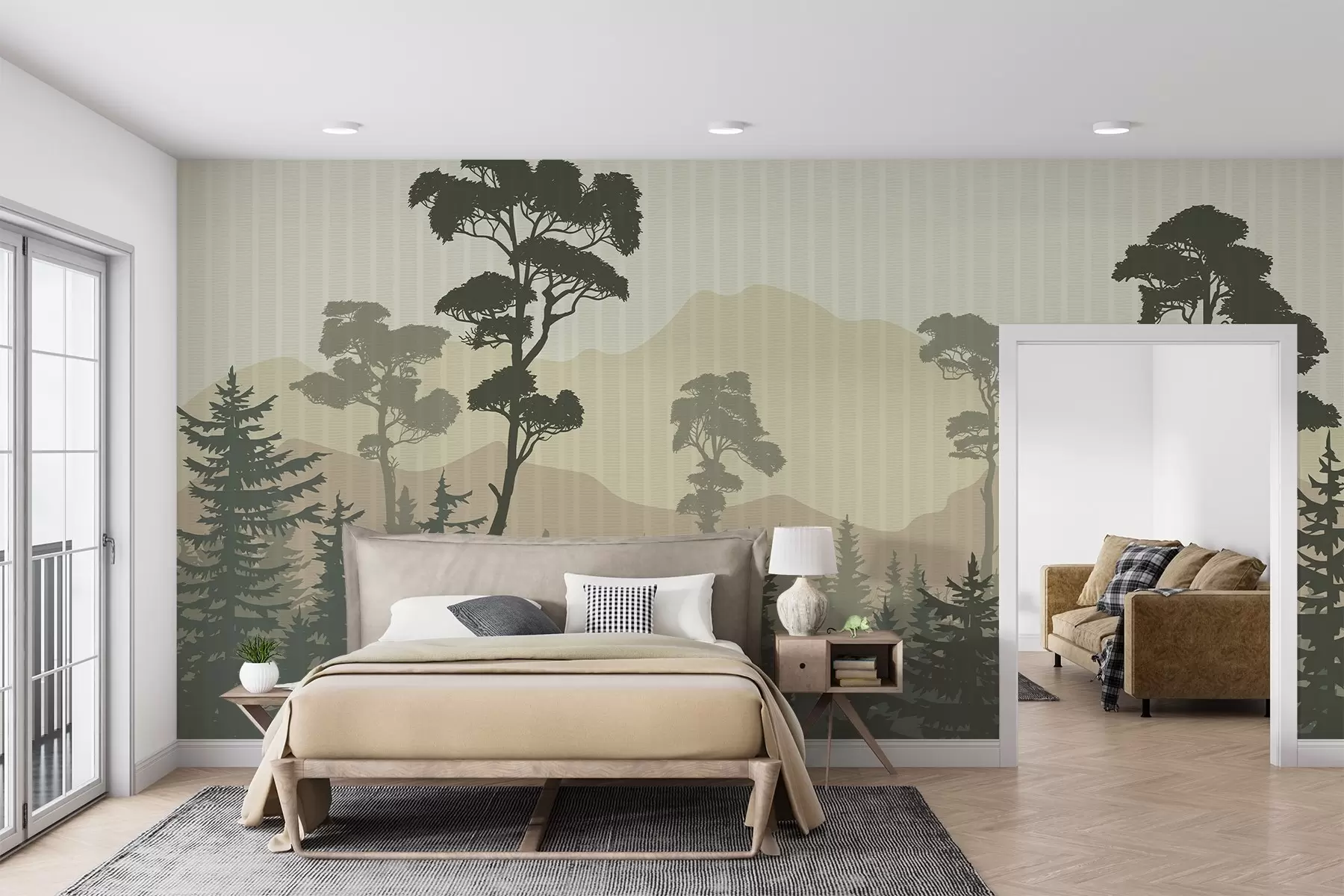 murales de pared Bosque de montaña con neblina w03538