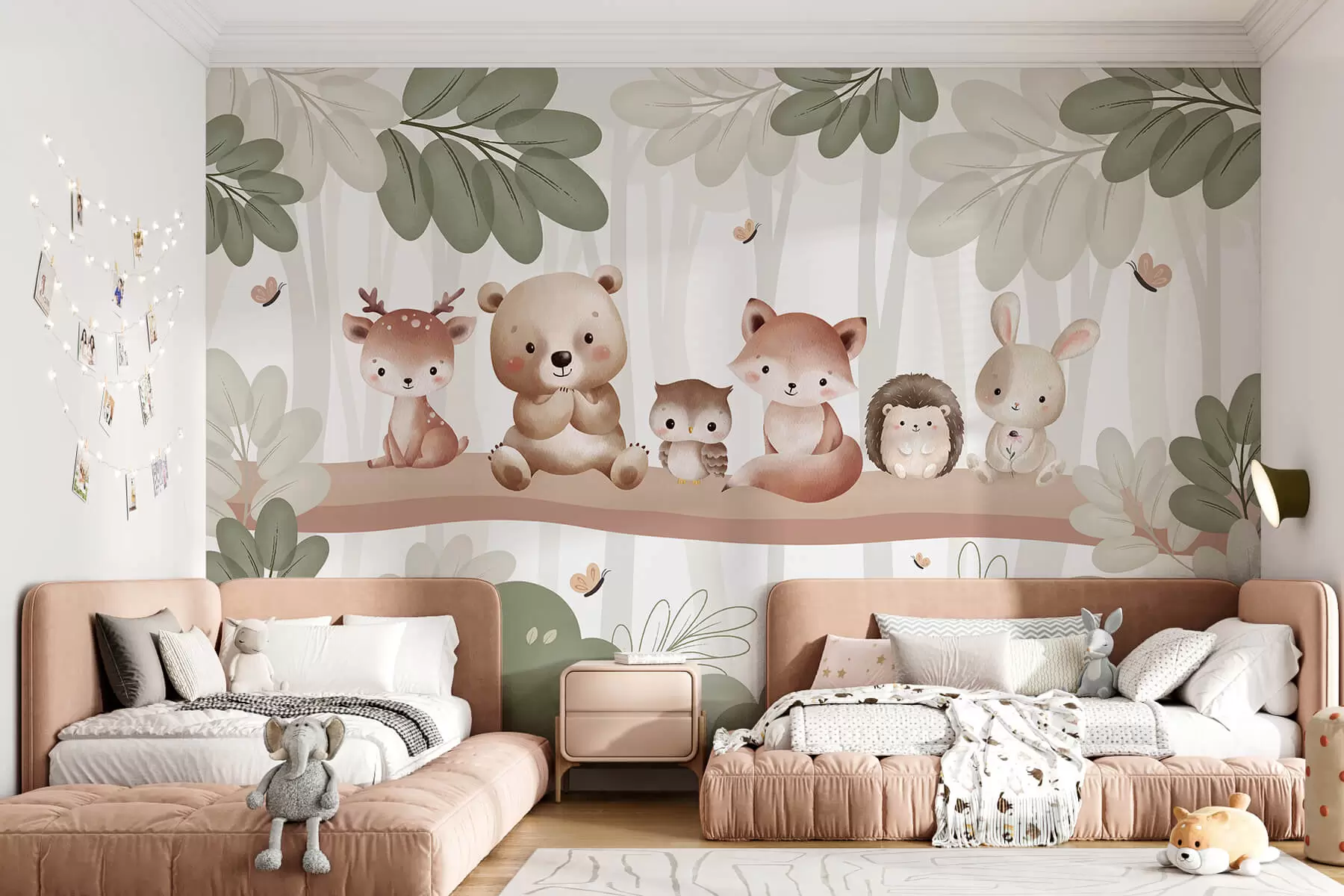 murales de pared Simpáticos animales en el bosque w03411