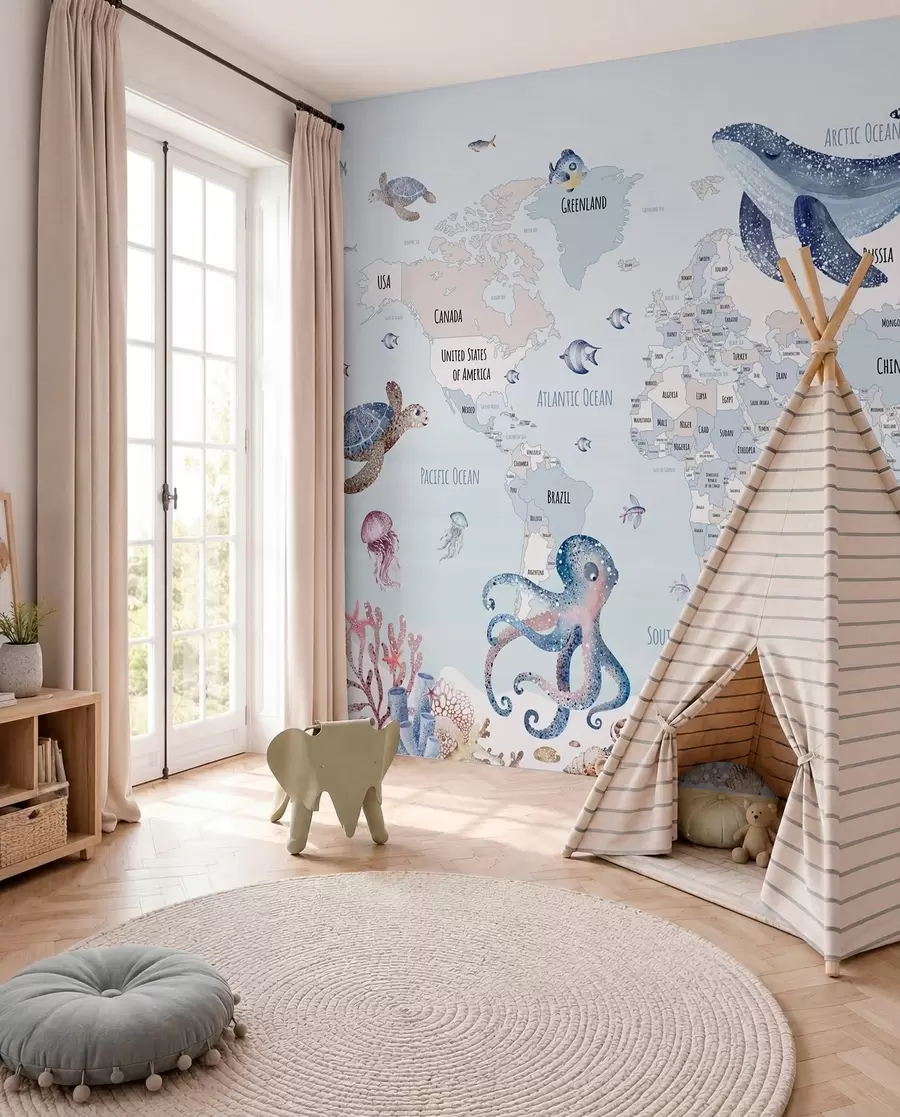 murales de pared Atlas oceánico en inglés w03526