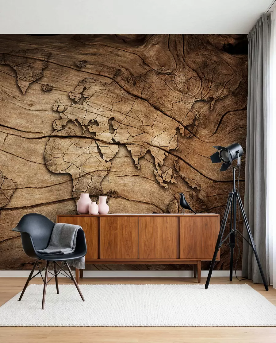murales de pared mapamundi en madera u53146