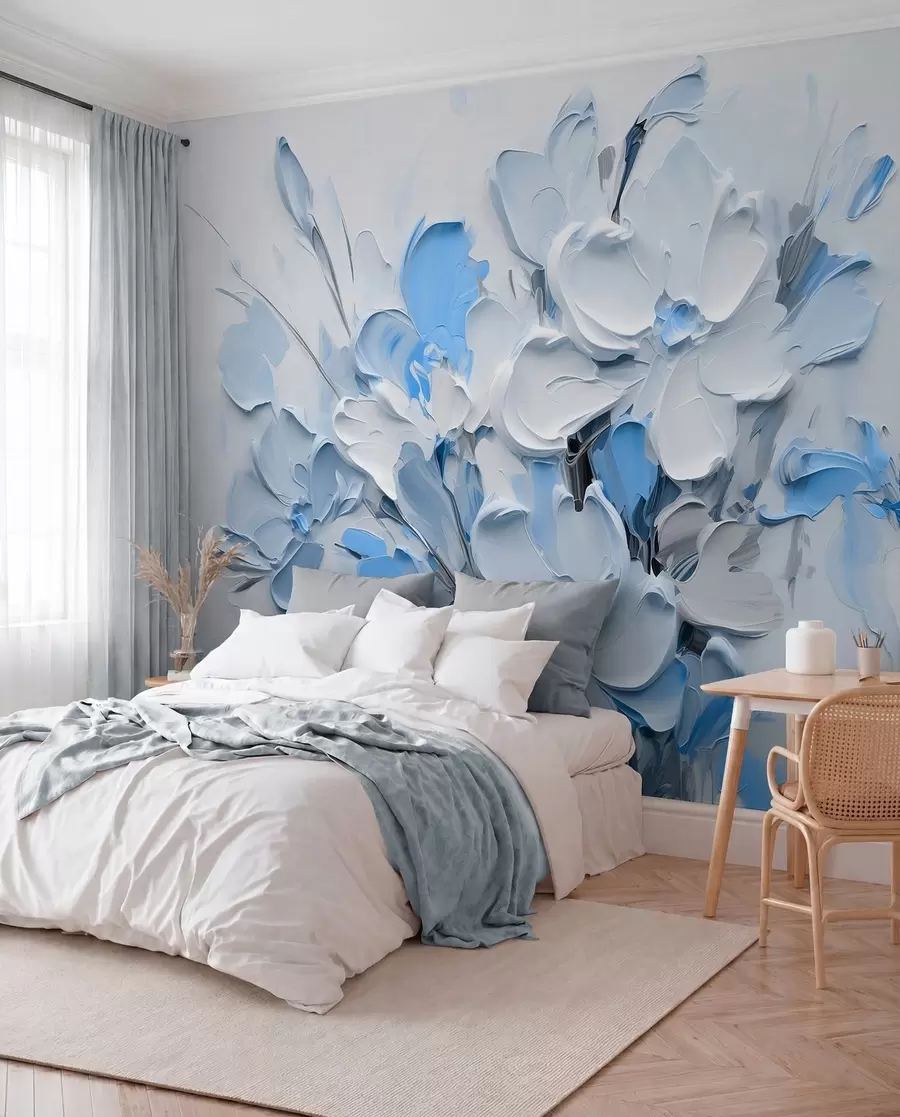 murales de pared Flores volumétricas abstractas al óleo w03582v1