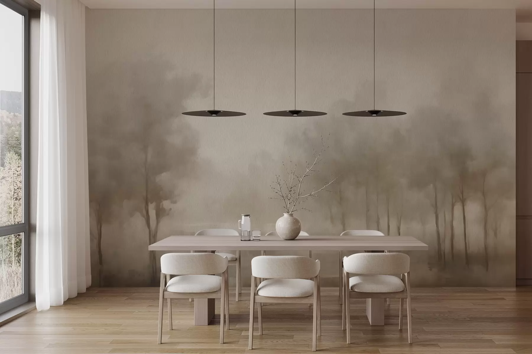 murales de pared Bosque abstracto con efecto sepia w03596