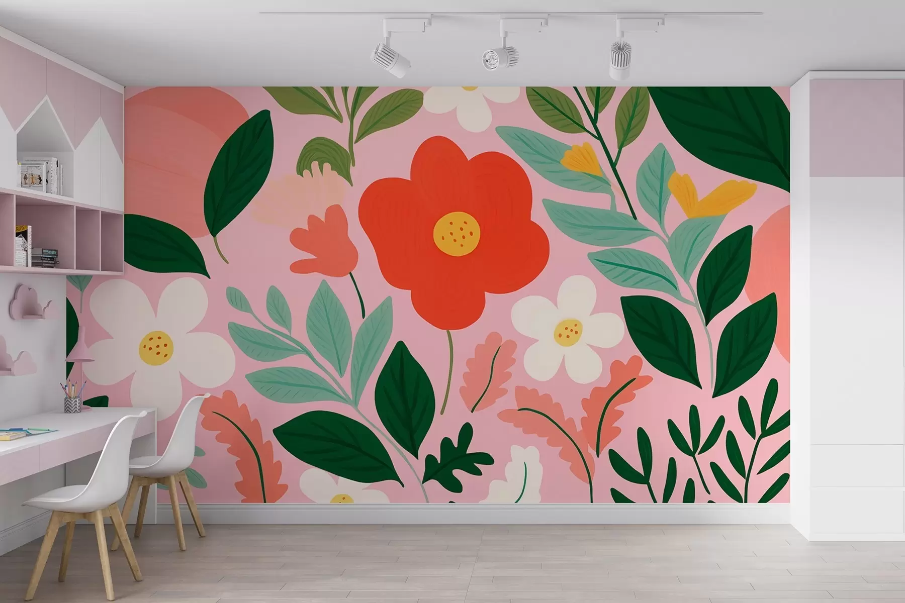 murales de pared Flores grandes y coloridas en tonos intensos w08992