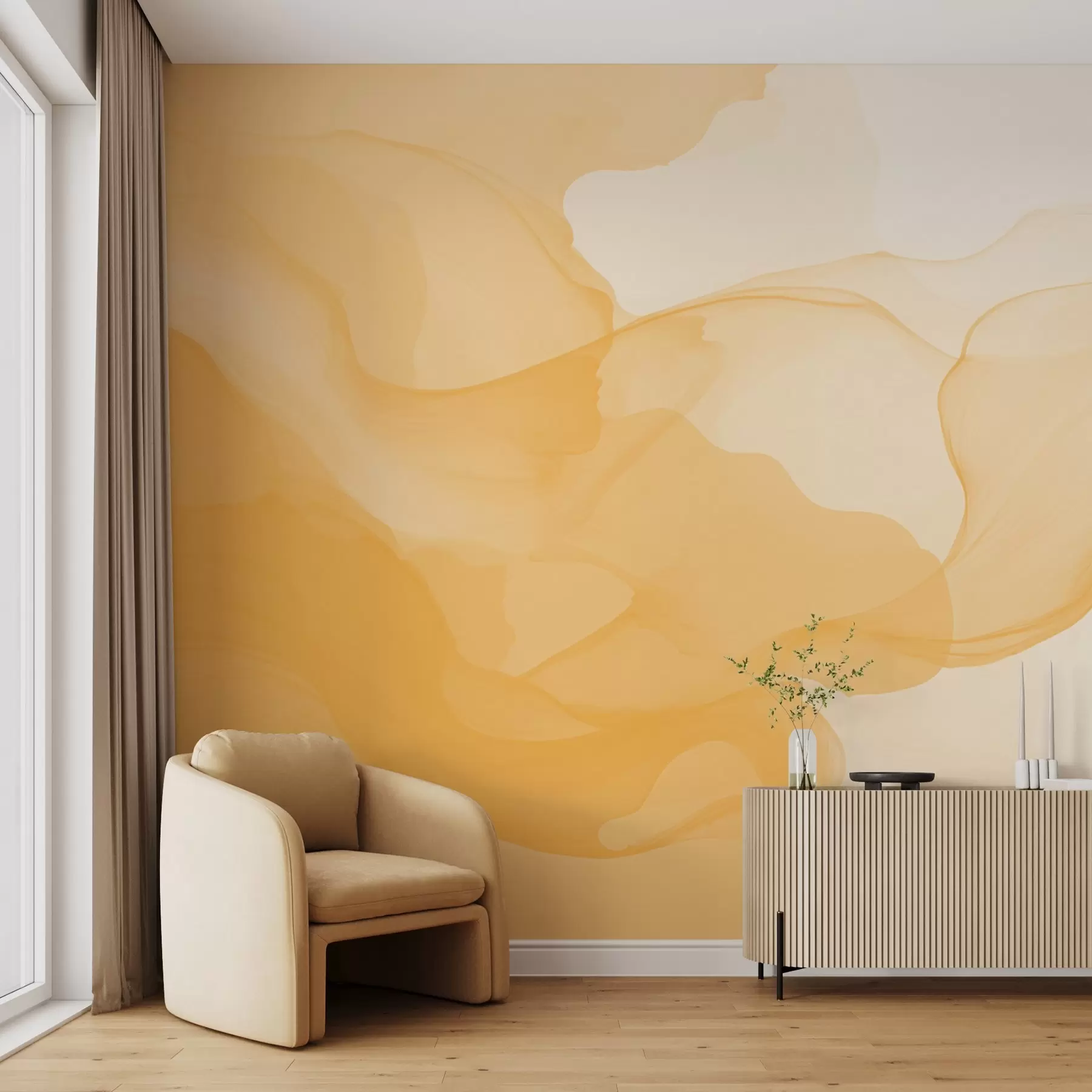 murales de pared Humo amarillo sobre fondo blanco w09026v1