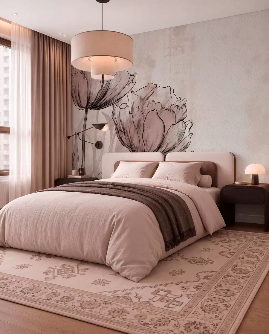 murales de pared Tulipanes pastel con un ligero efecto vintage w03796