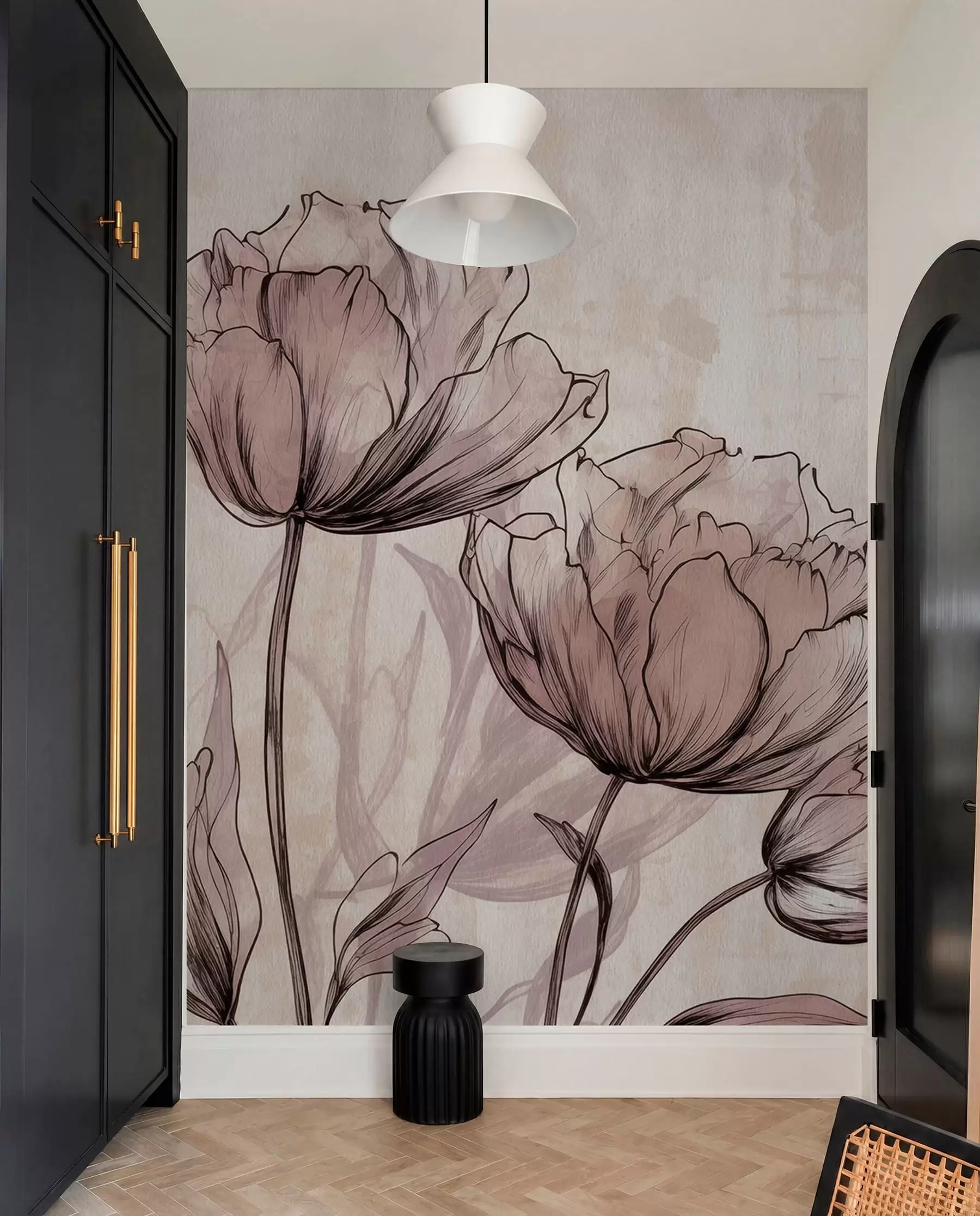 murales de pared Flores sepia w03796