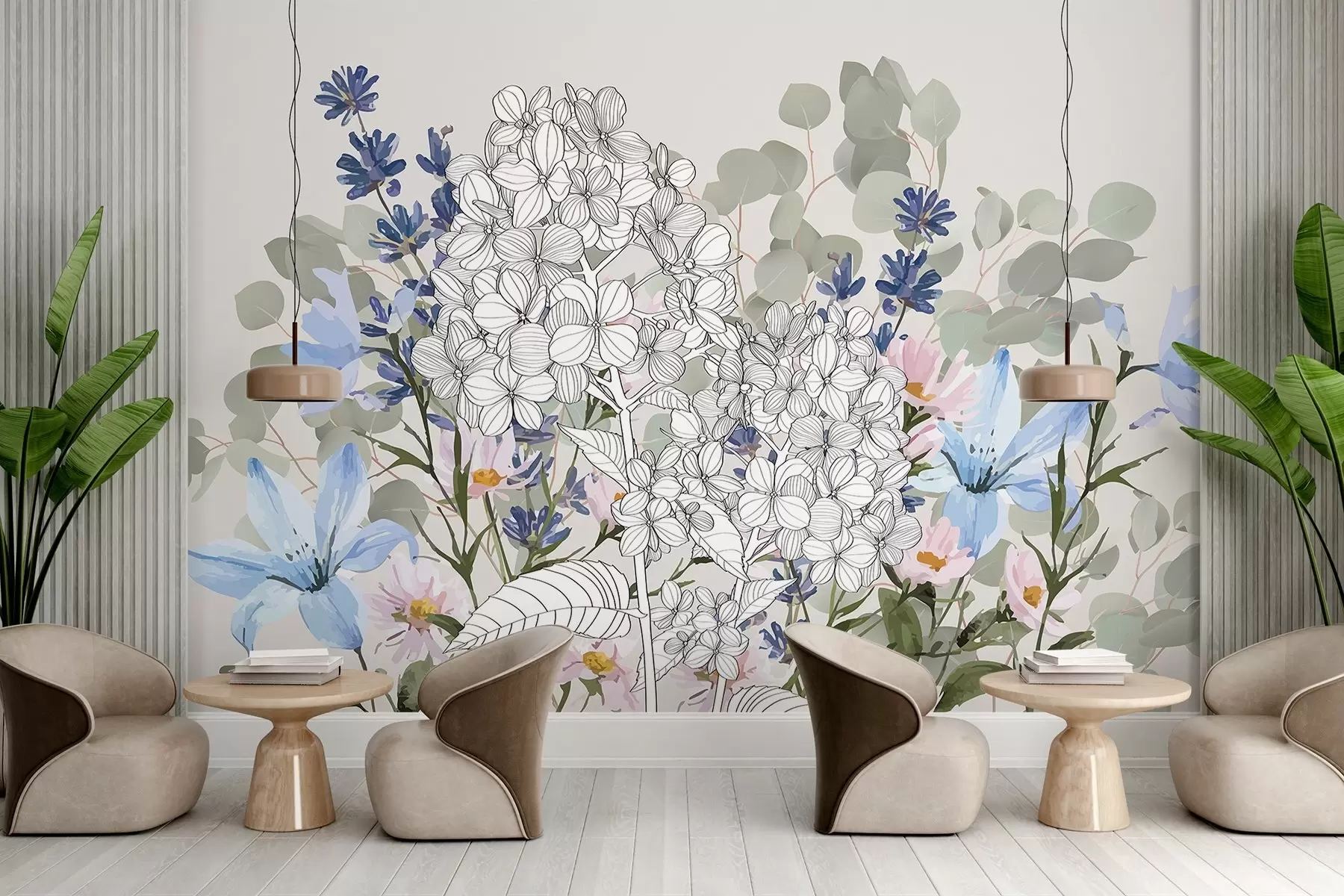 murales de pared Composición de las diferentes flores w03858