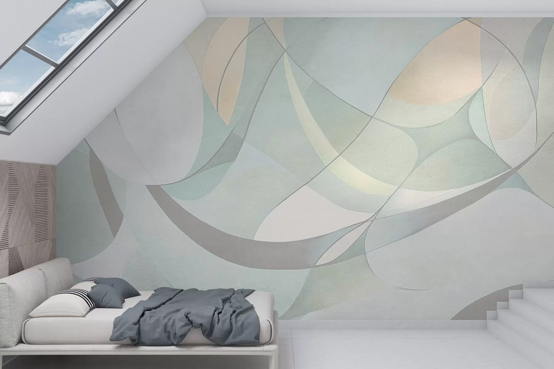 murales de pared Abstracción geométrica, colores naturales apagados w03878