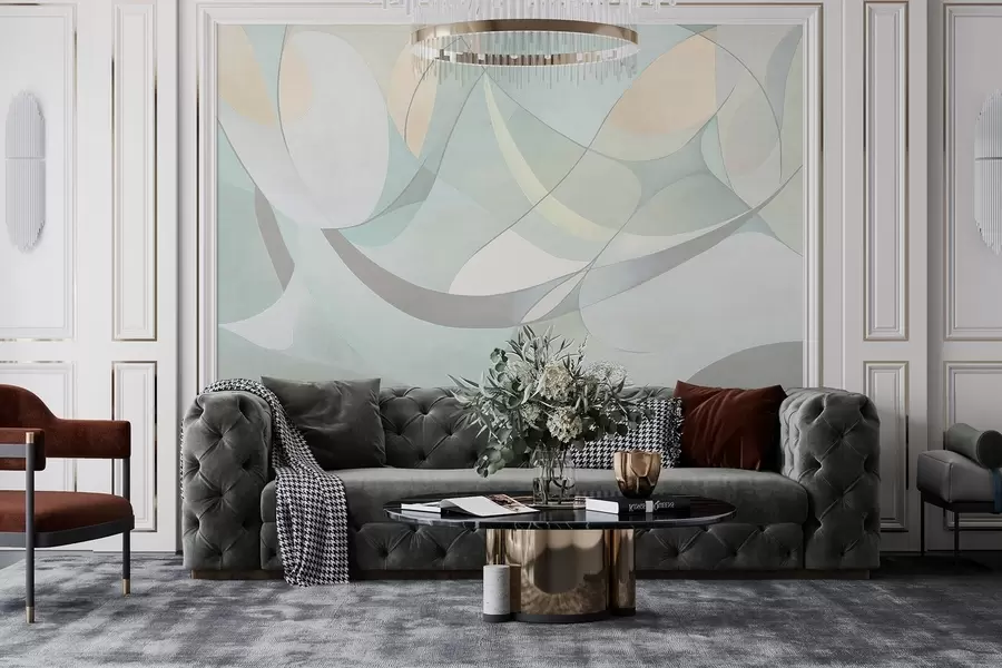 murales de pared Abstracción geométrica, colores naturales apagados w03878