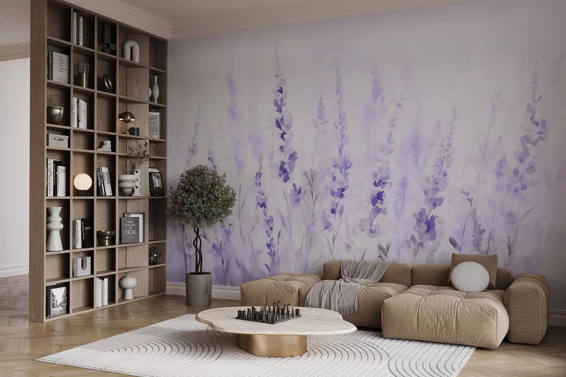 murales de pared Campo de lavanda vintage w09069v1