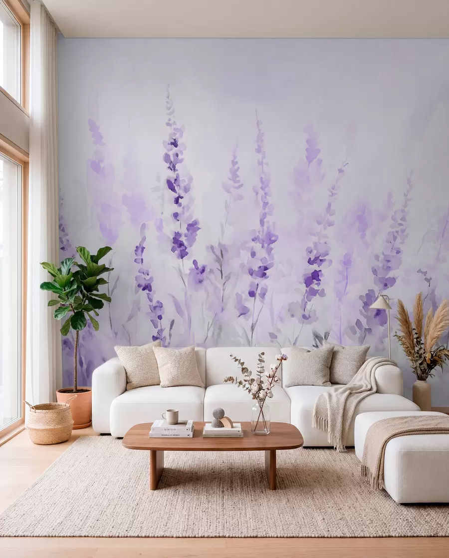 murales de pared Campo de lavanda vintage w09069v1