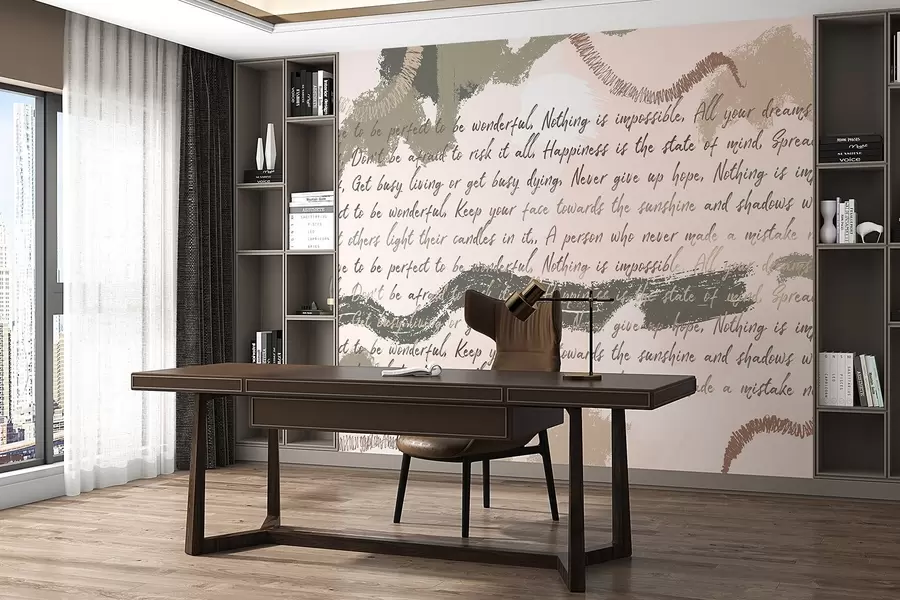 murales de pared Diseño con citas inspiradoras, abstracción, colores naturales w03909