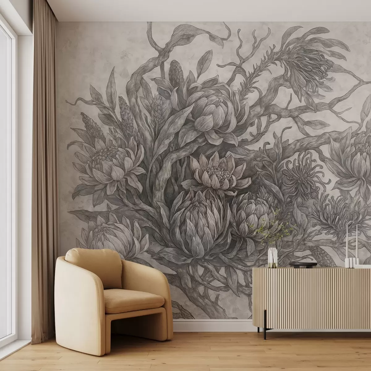 Murales de pared Flores caprichosas w03975v3 murales de pared Flores caprichosas w03975v3