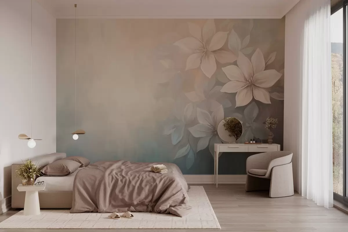 murales de pared elegantes flores al óleo w03770