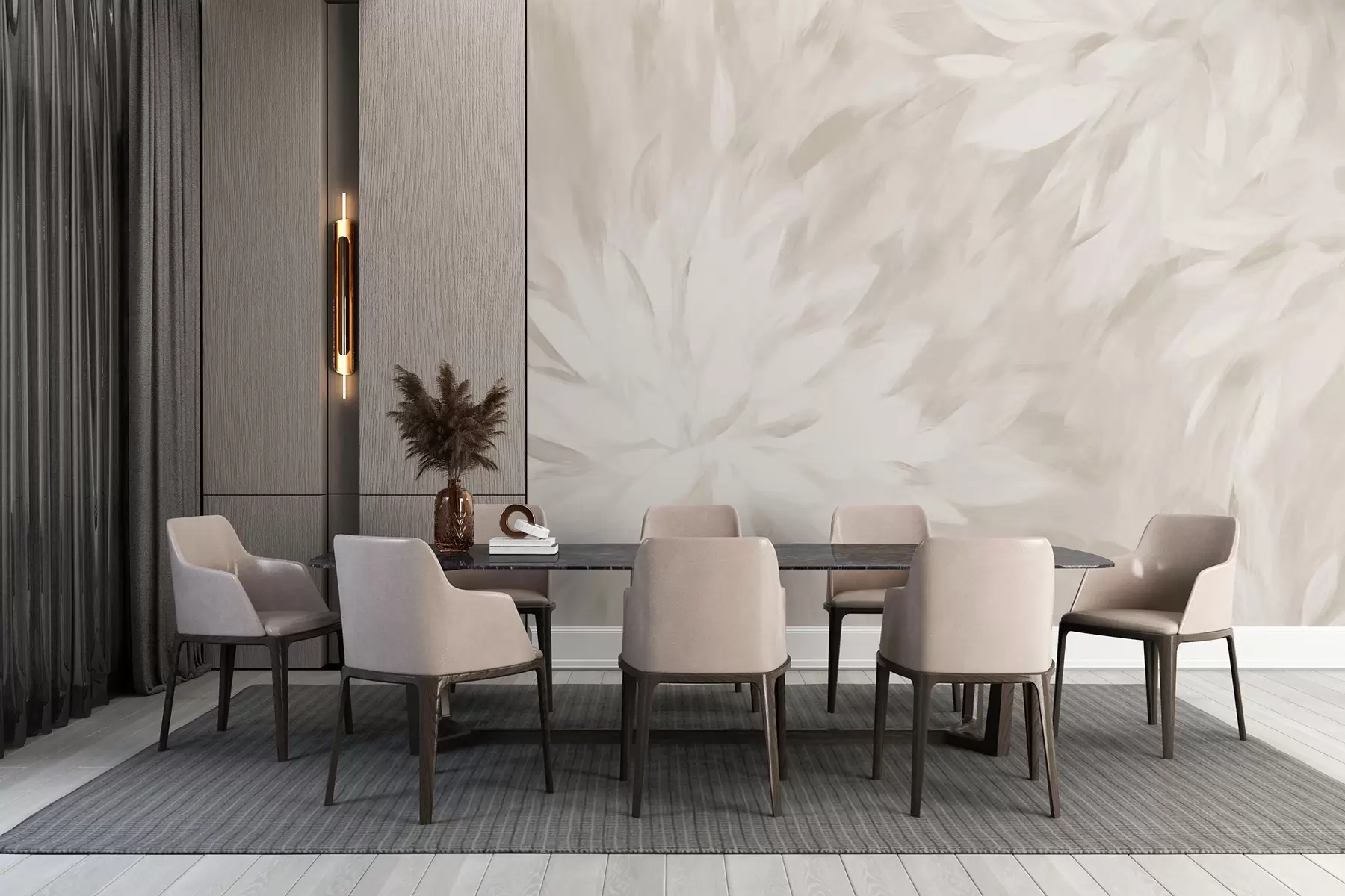 murales de pared Flores en estilo de trazos suaves w03986v2