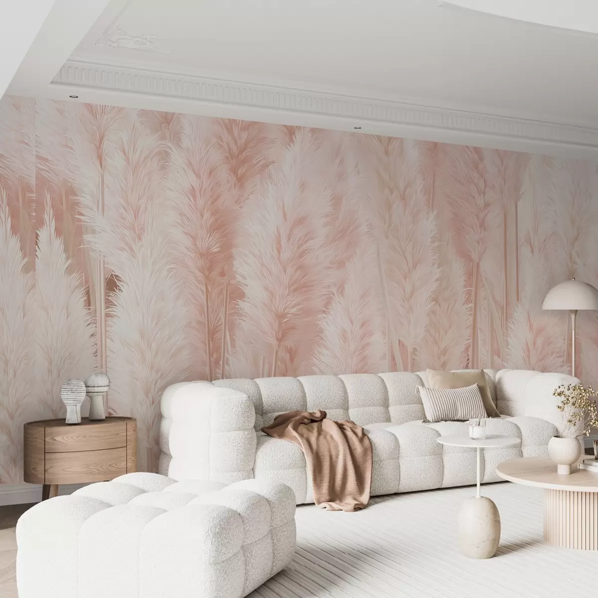 Murales de pared Hierba de la Pampa en suaves tonos rosados w09126v1 murales de pared Hierba de la Pampa en suaves tonos rosados w09126v1