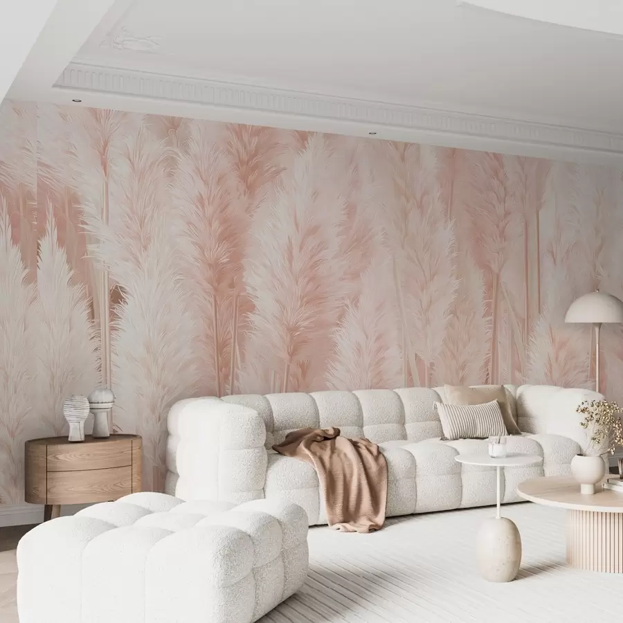 Murales de pared Hierba de la Pampa en suaves tonos rosados w09126v1 murales de pared Hierba de la Pampa en suaves tonos rosados w09126v1