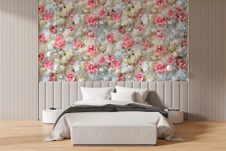 murales de pared un floreciente muro de peonías w03963