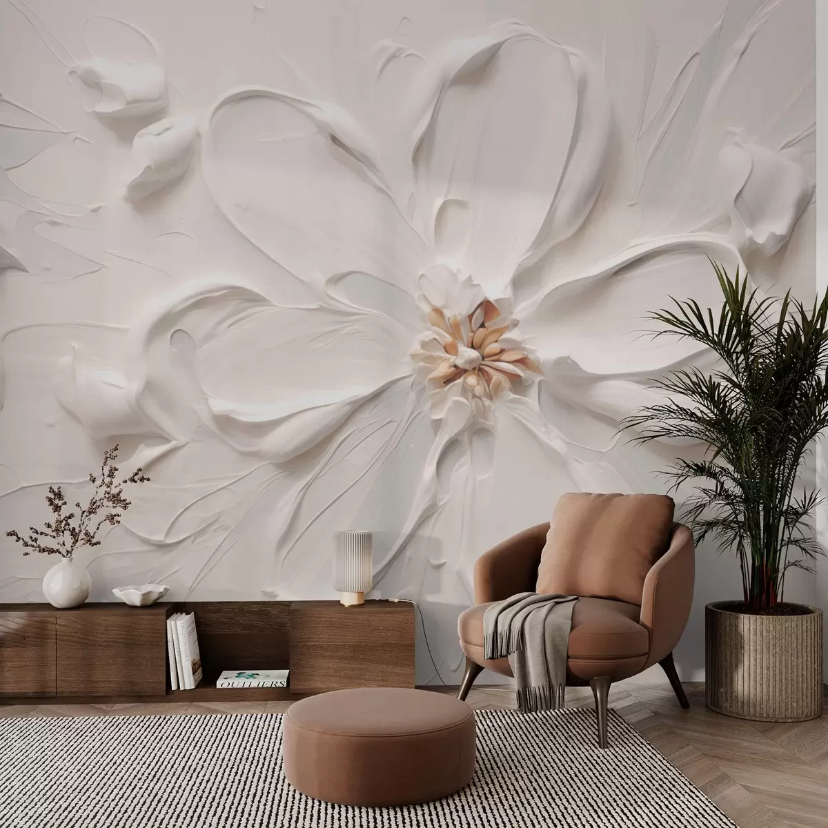 Murales de pared Flor grande en tonos cálidos w03953v1 murales de pared Flor grande en tonos cálidos w03953v1