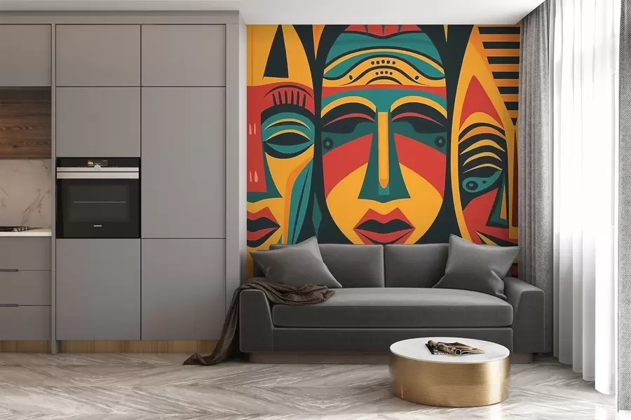 Murales de pared Máscaras africanas w04043v2 murales de pared Máscaras africanas w04043v2