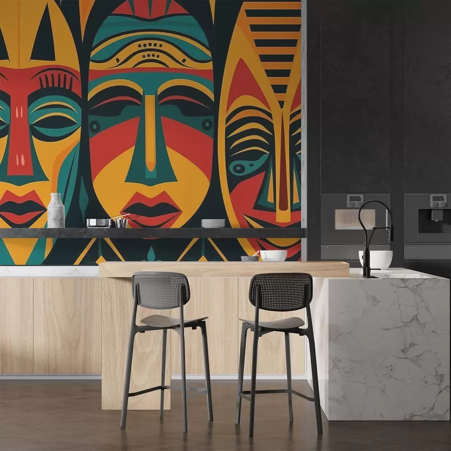 Murales de pared Máscaras africanas w04043v2 murales de pared Máscaras africanas w04043v2