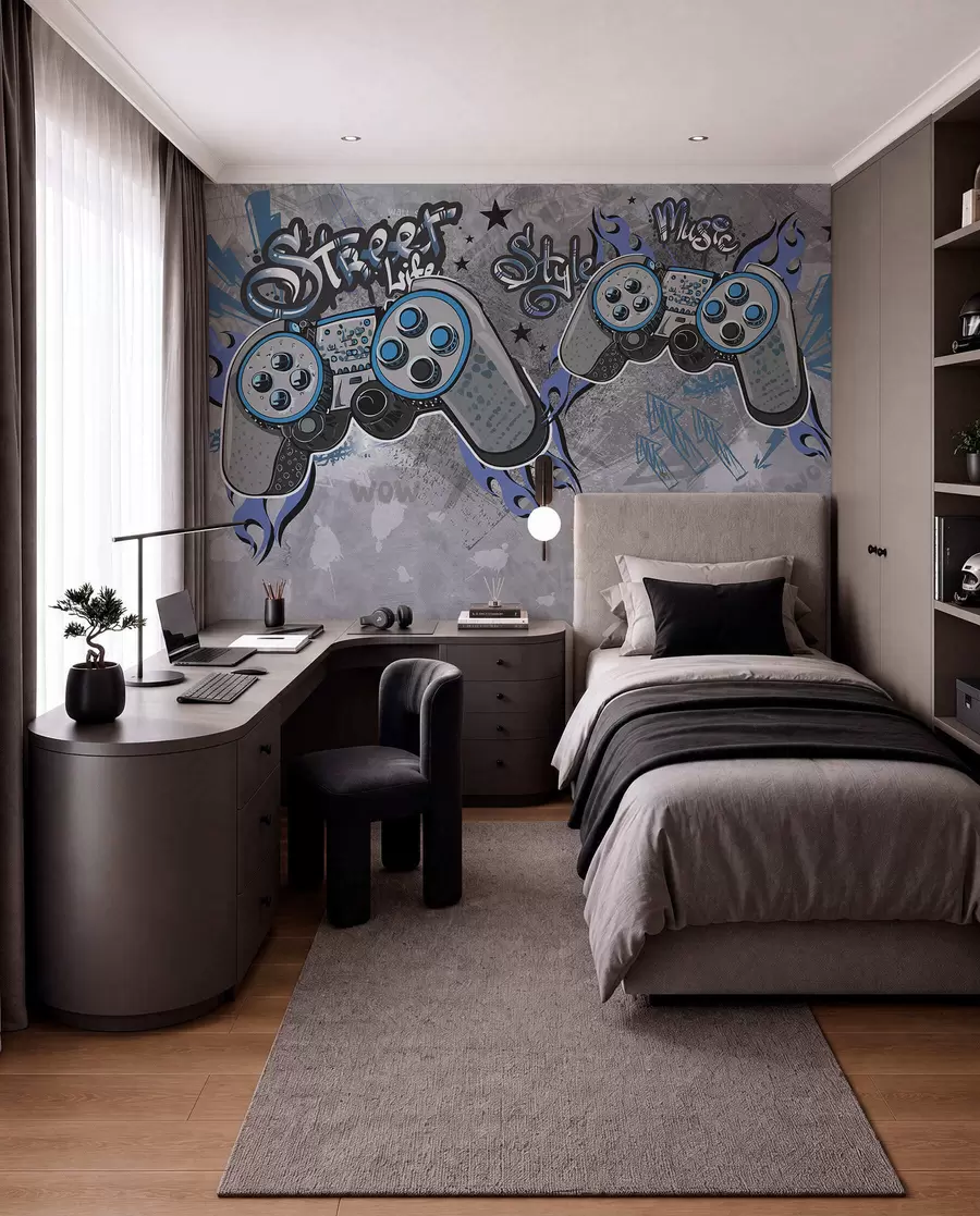 murales de pared Consolas estilo street art en la pared grunge w04054