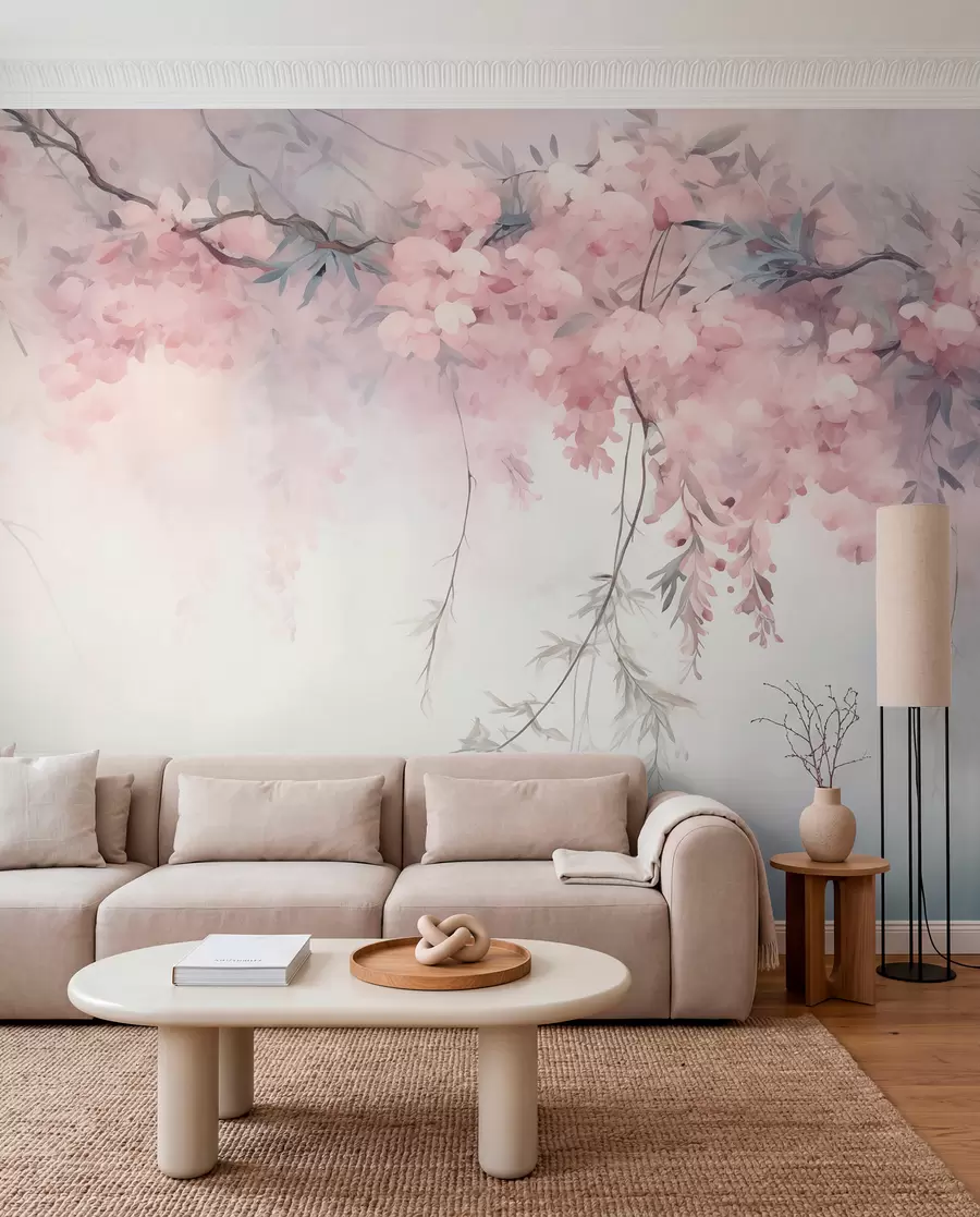 murales de pared Dosel floral en azul w09172v2