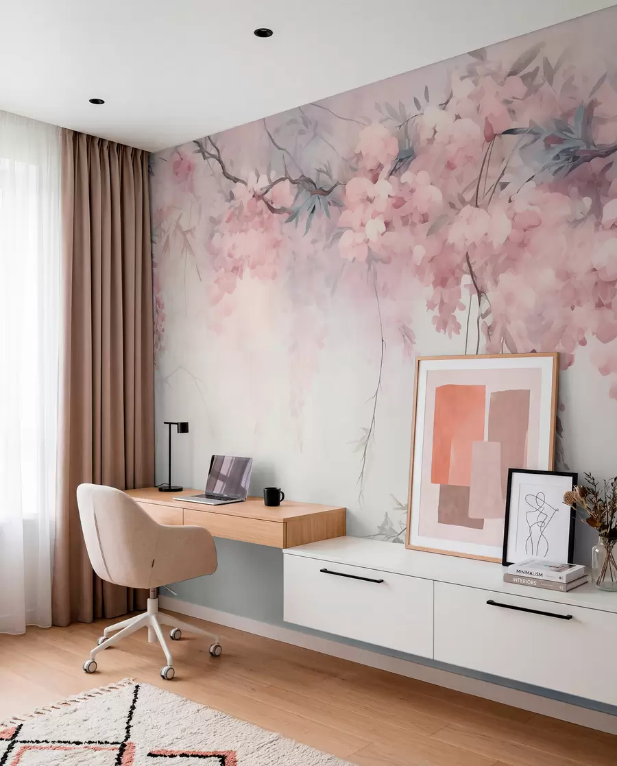 murales de pared Dosel floral en azul w09172v2