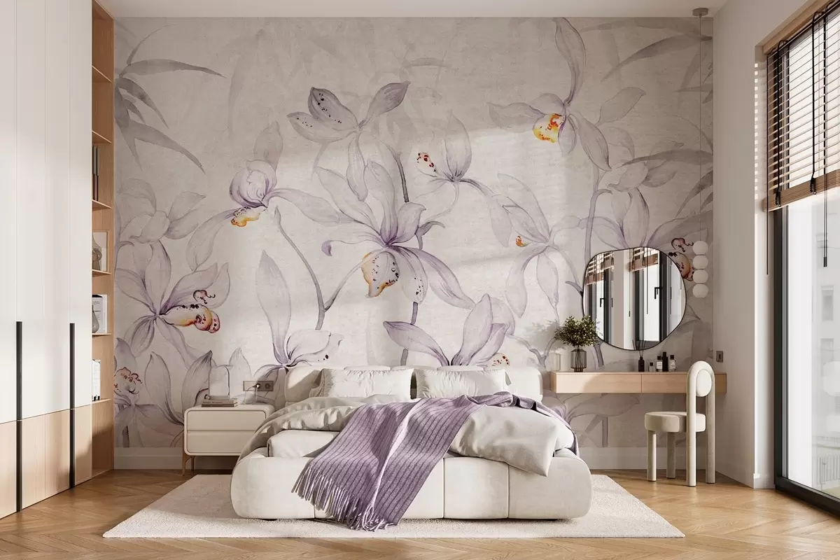 murales de pared Orquídeas silvestres, tonos morados w03933