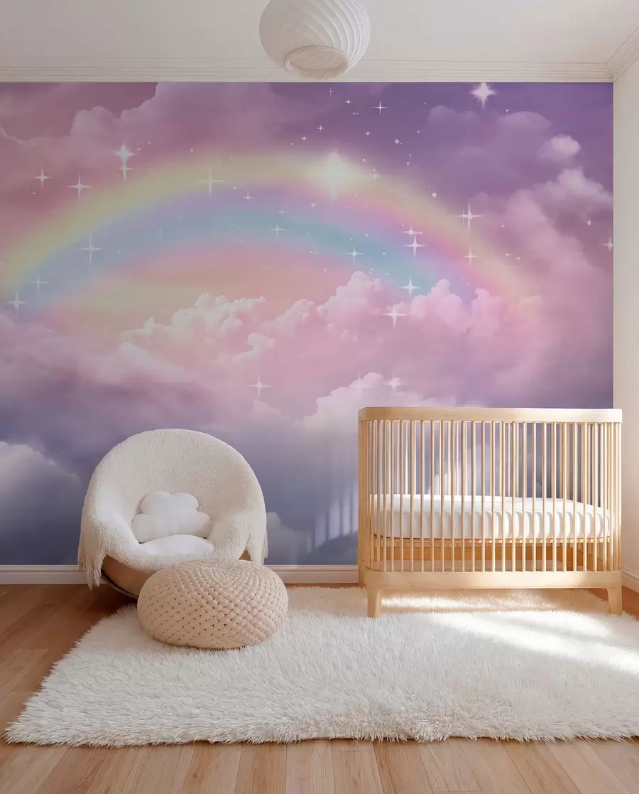 murales de pared Arcoíris entre nubes lavanda w04146