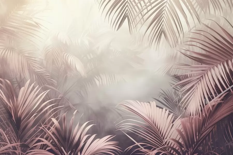 murales de pared selva tropical con un tinte rosado w04142
